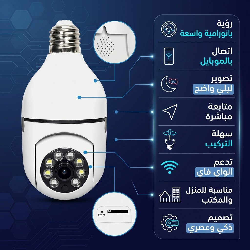 عرض قطعتين: كاميرا مراقبة ذكية WiFi (بذاكرة 64 جيجابايت)