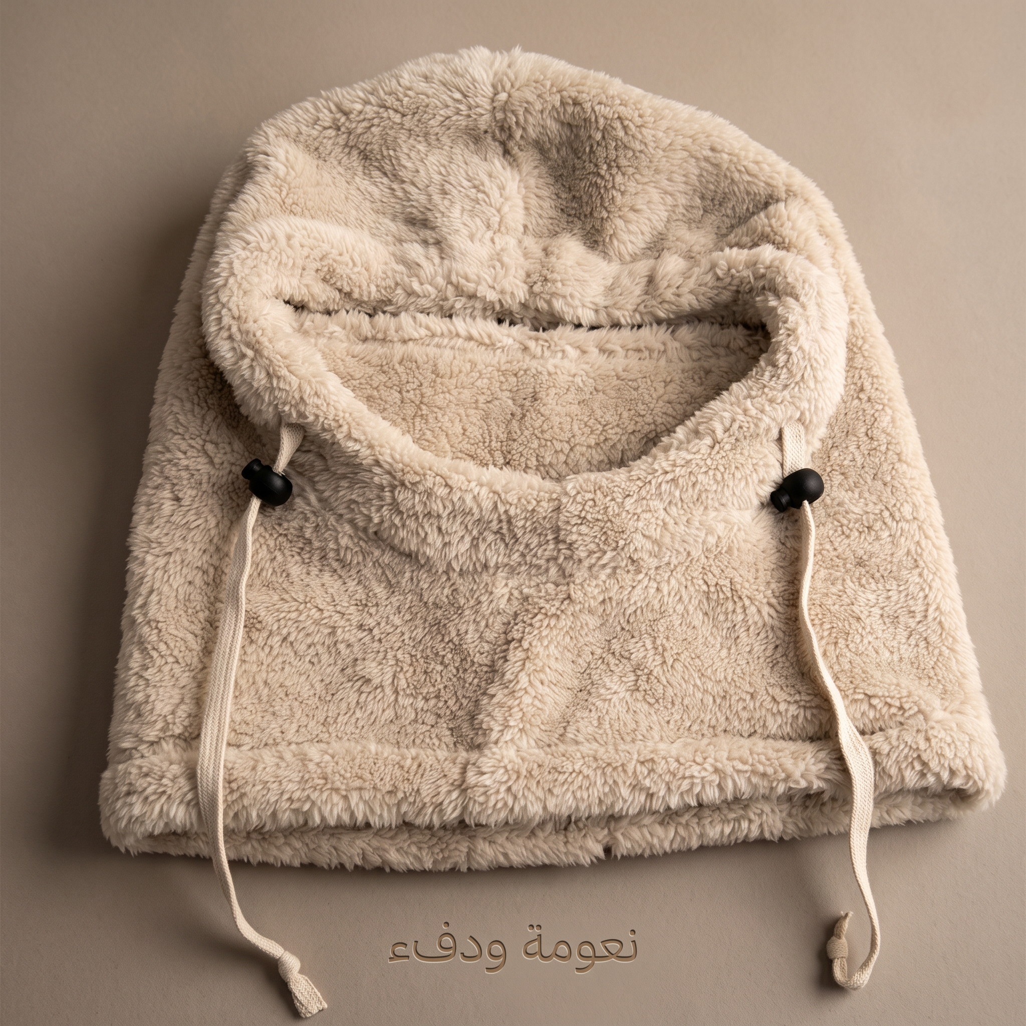 وشاح صوف بغطاء رأس، دافئ لفصل الشتاء للجنسين - لارج