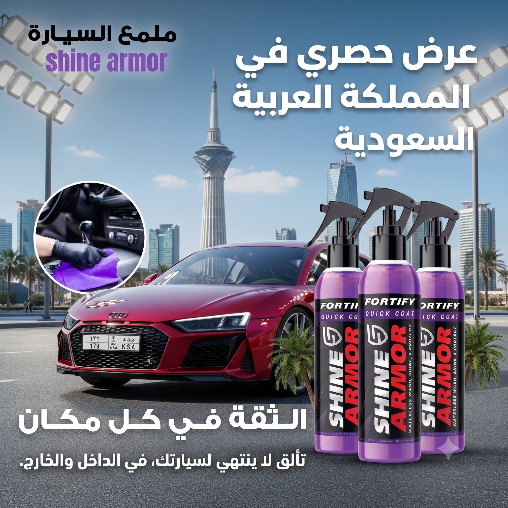 مزيل الكلح والخدوش وملمع للسيارة shine armor ( ثلاثة قطع بسعر قطعة ) 