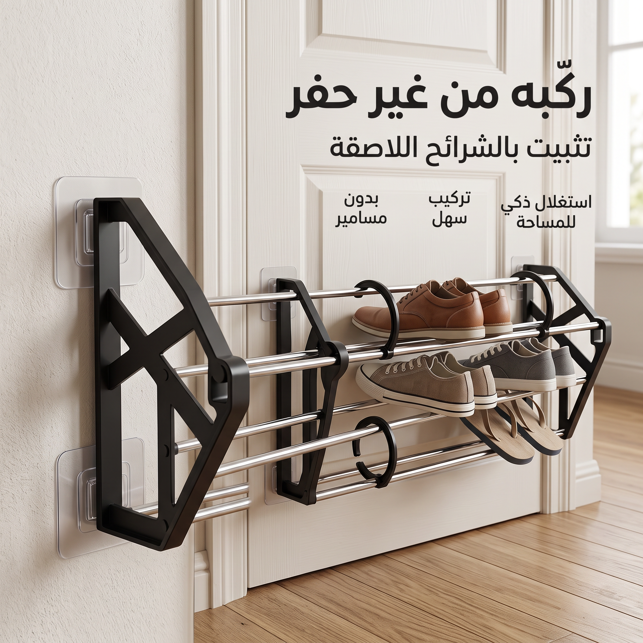 منظم الأحذية الجداري الموفر للمساحة
