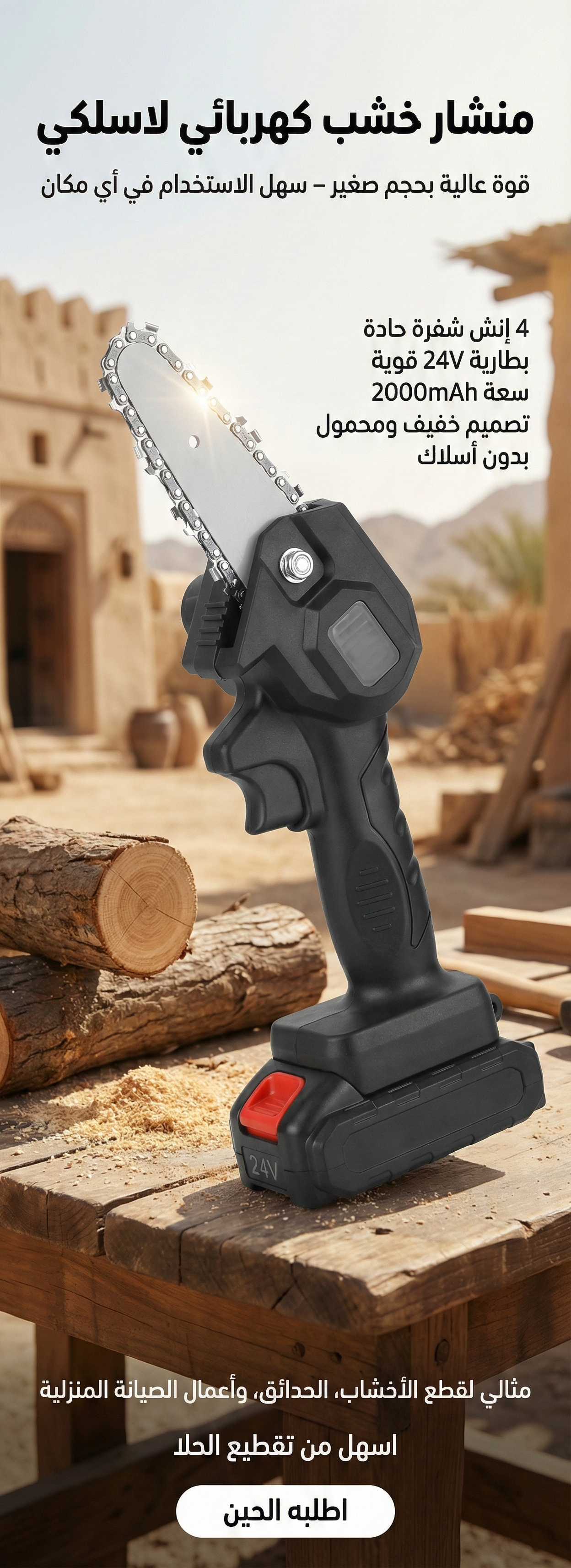 منشار خشب يعمل ببطارية