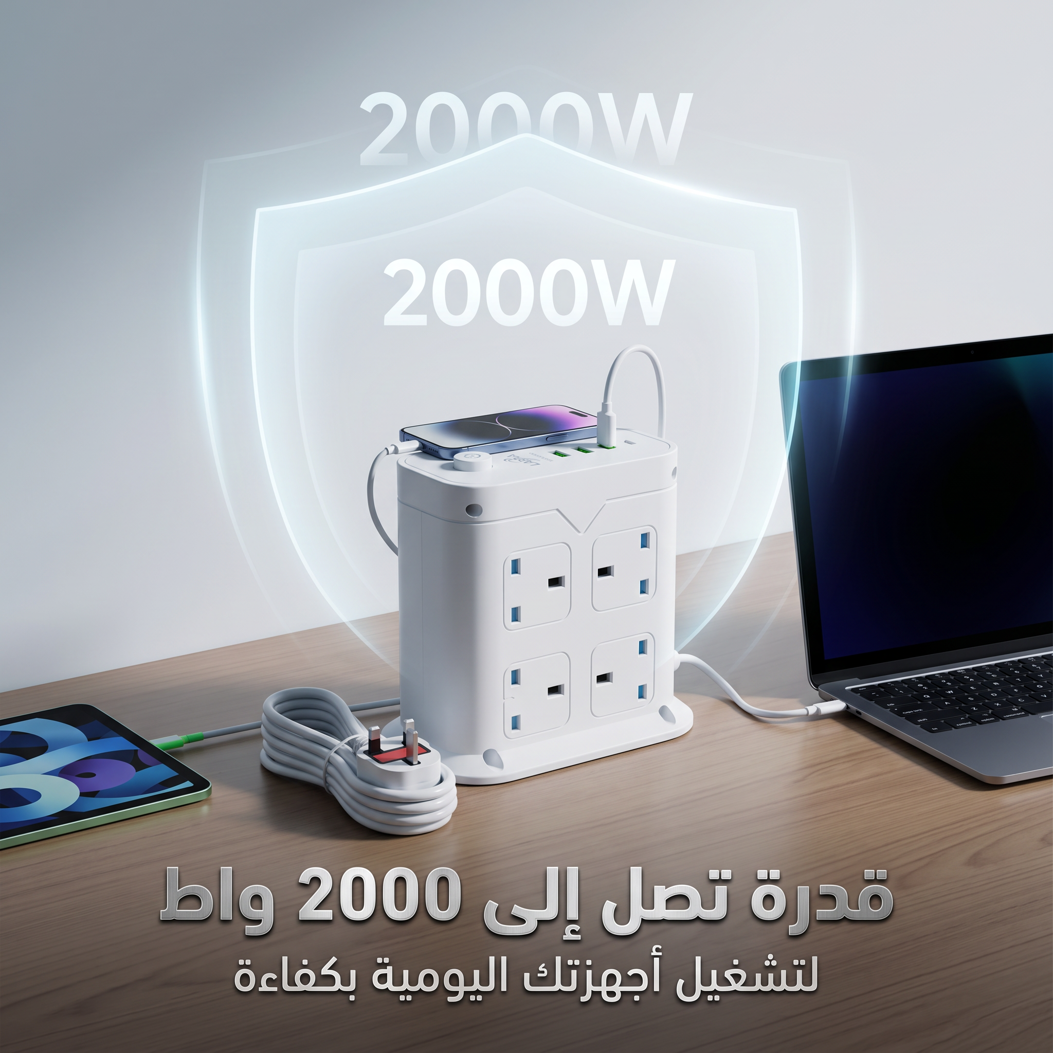 محطة شحن احترافية للسيت أب 5 متر – نظم مكتبك وأجهزتك في مكان واحد | ضمان عام
