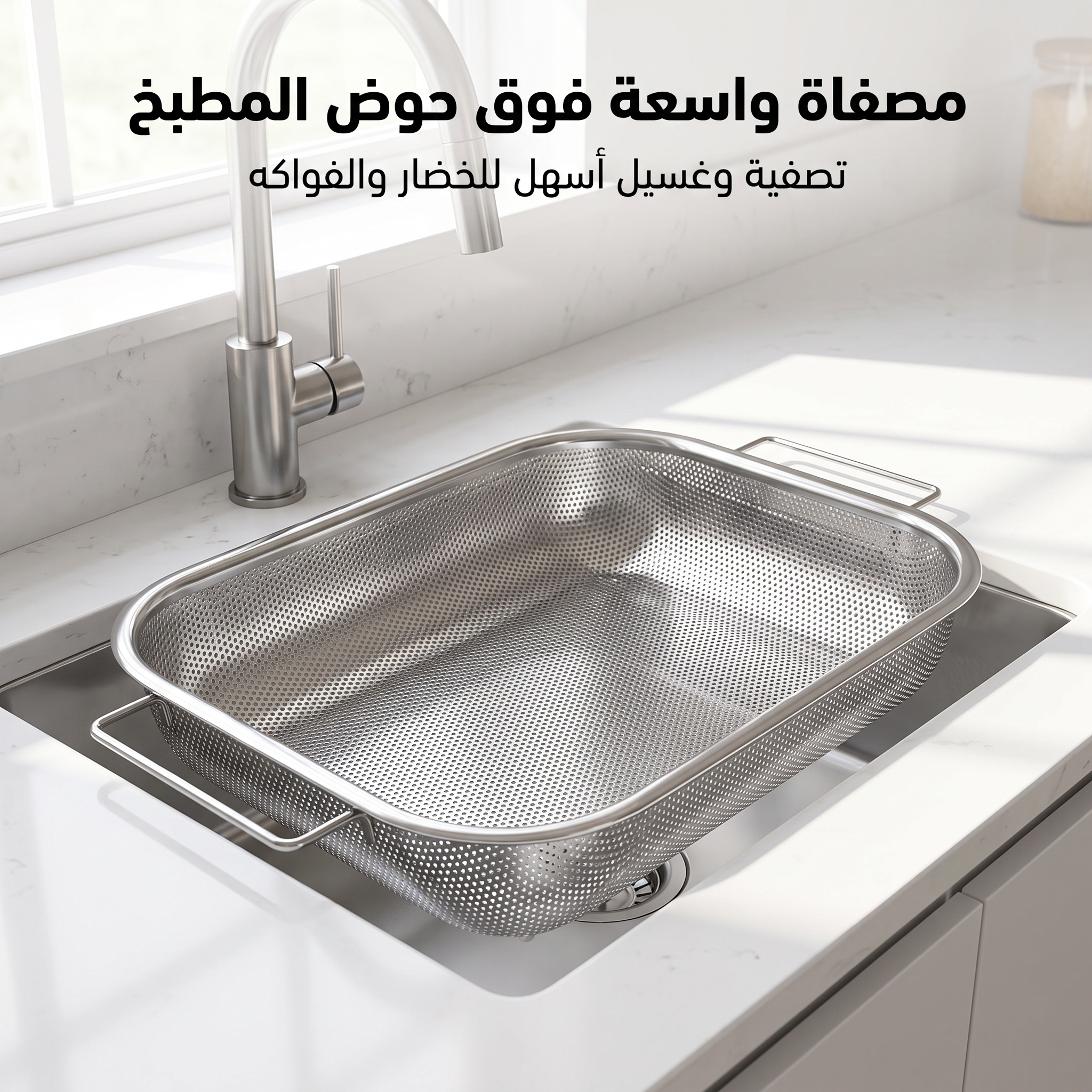 مصفاة ستانلس ستيل شبكية قابلة للتعديل والسحب للمجلى