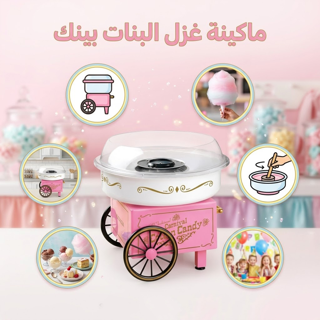 ماكينة صنع حلوى غزل البنات المنزلية للأطفال والكبار