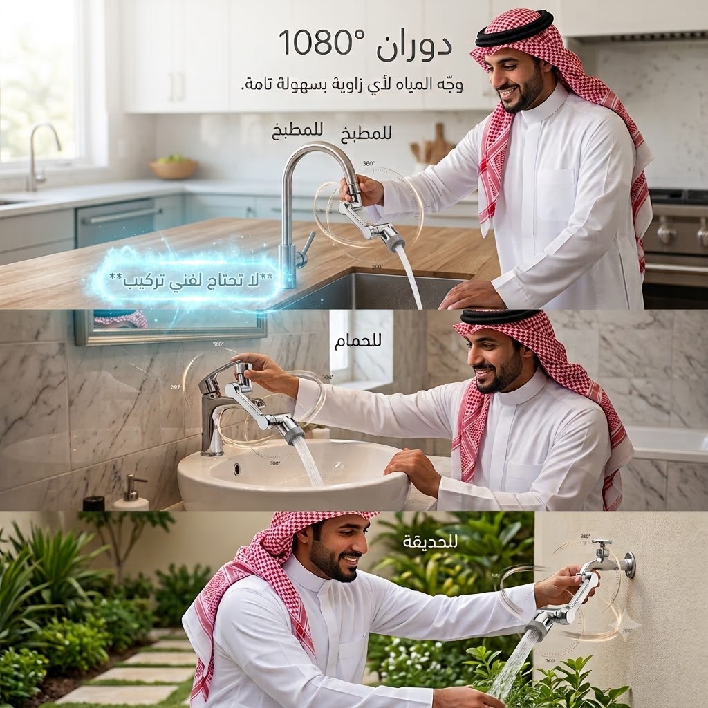 وصلة الصنبور الذكيه (وصلتك لكل زاوية.. بدون سباك وبدون تعقيد)