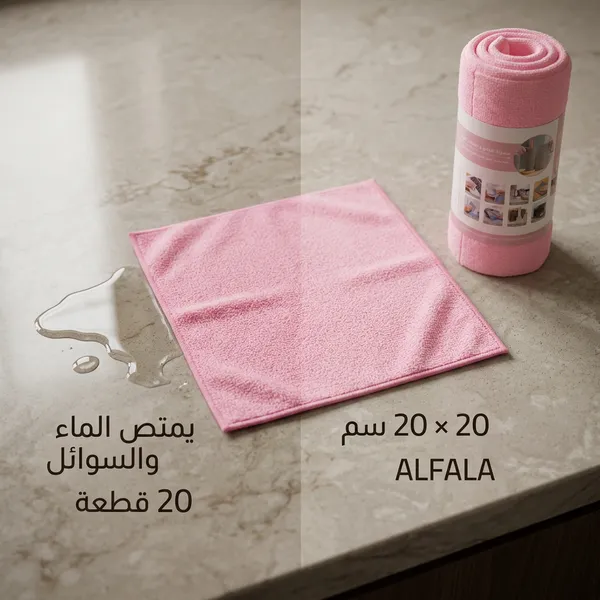 رول كبير الحجم لمناديل مايكروفايبر متعددة الاغراض قابلة لاعادة الاستخدام والغسل ومضادة للبكتيريا