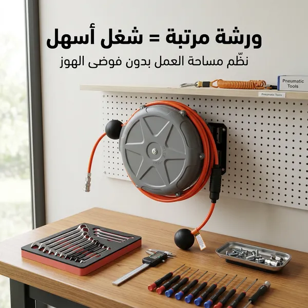 بكرة خرطوم قابلة للتثبيت على الحائط بطول 33 قدمًا