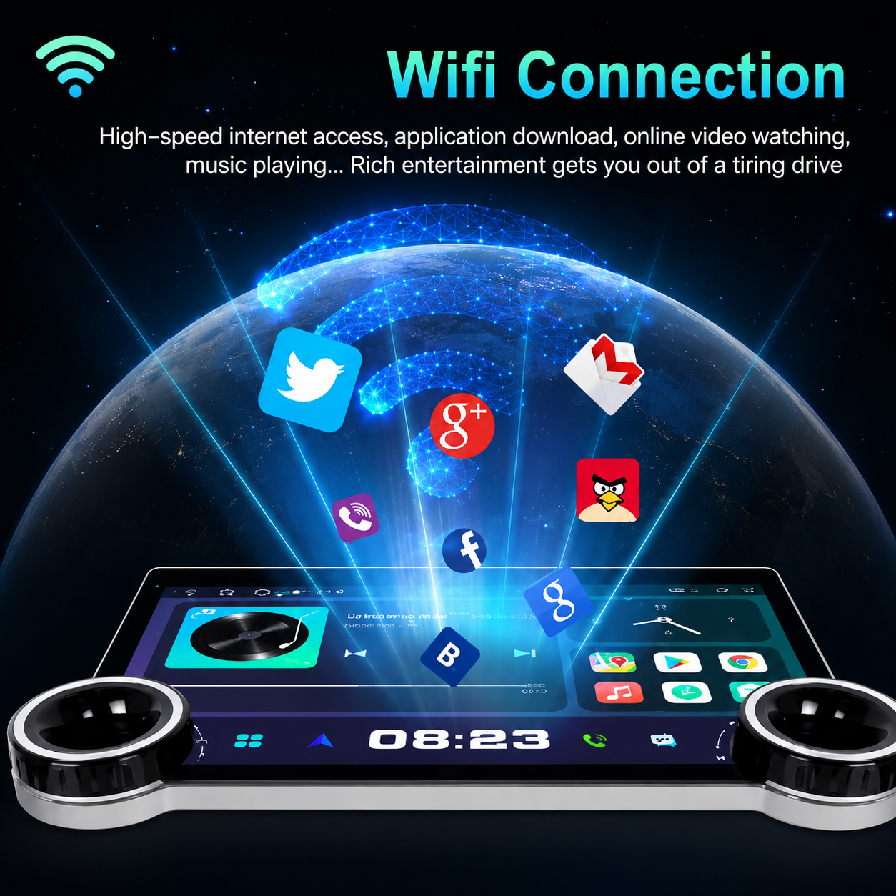 شاشة مشغل سيارة أندرويد 10.1 بوصة 4K بدقة 4/64GB يدعم CarPlay