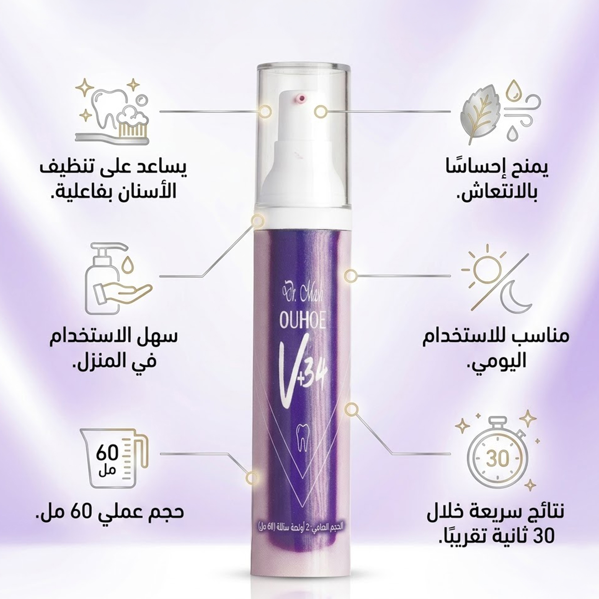   عرض جيل تنظيف الاسنان في 30 ثانية 60 مل  + جهاز خيط الأسنان المائي
