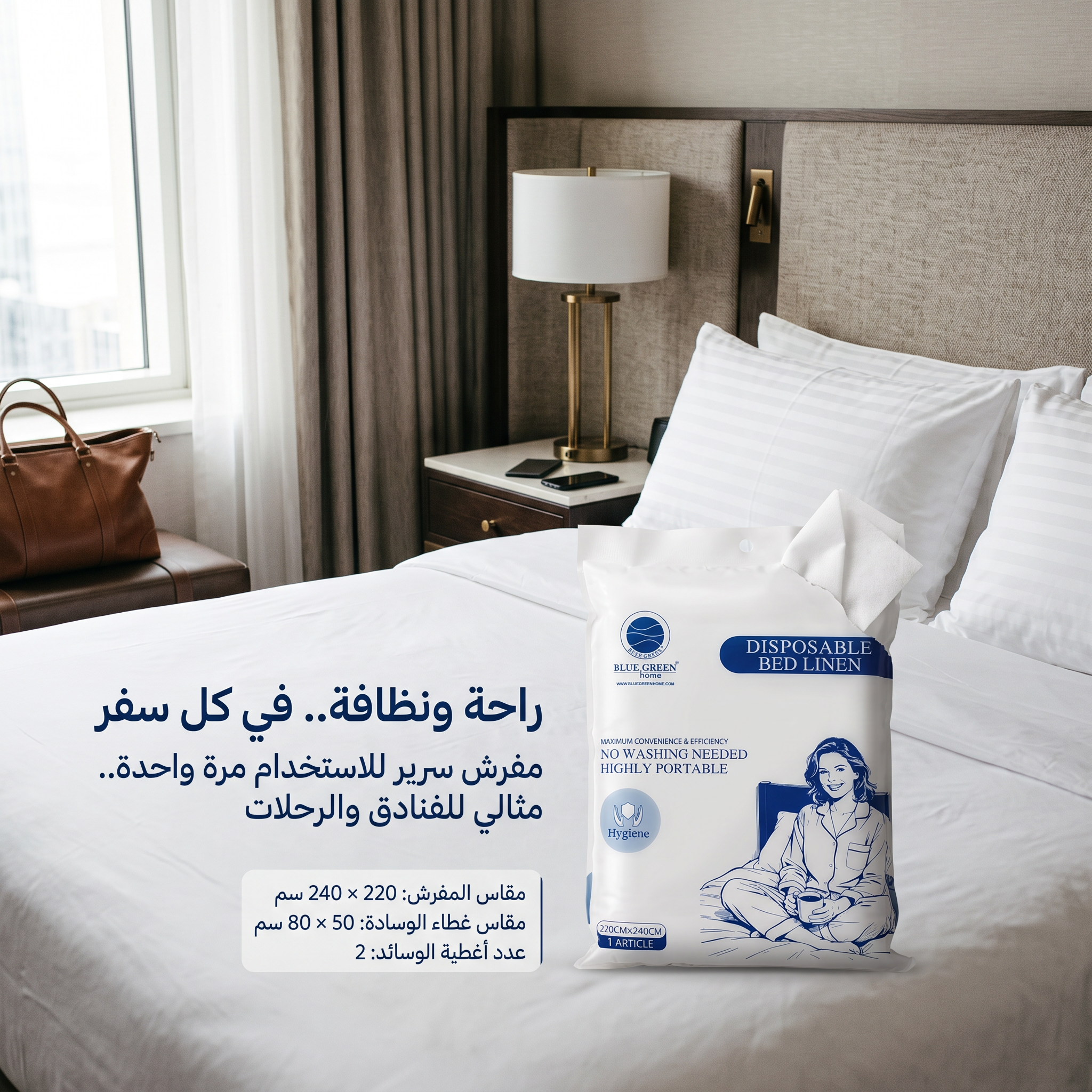 طقم غطاء سرير فندقي للاستخدام مره واحده