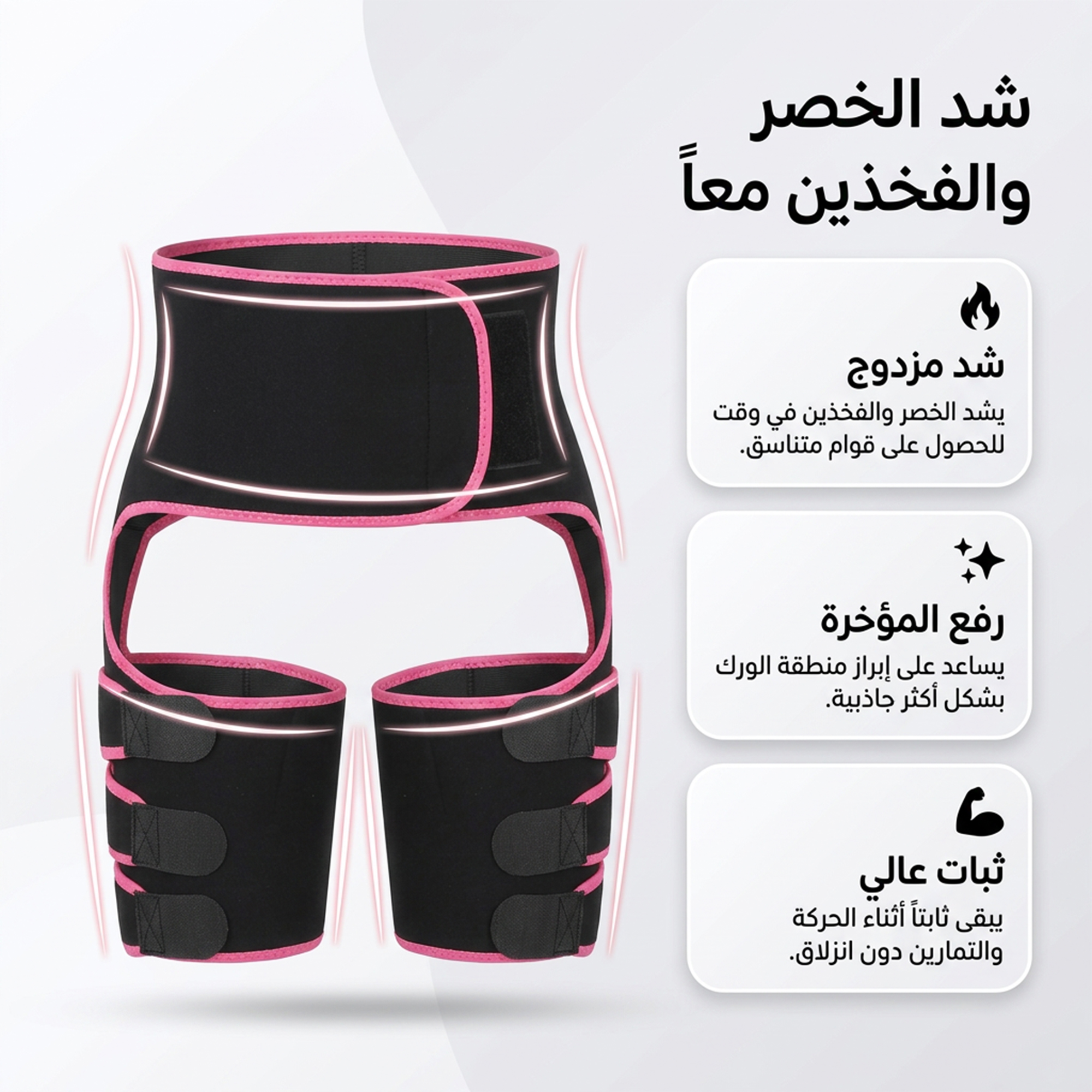 مشد رياضي حرار قابل للتعديل للنحت 3×1 – خصر + أفخاذ + أرداف 