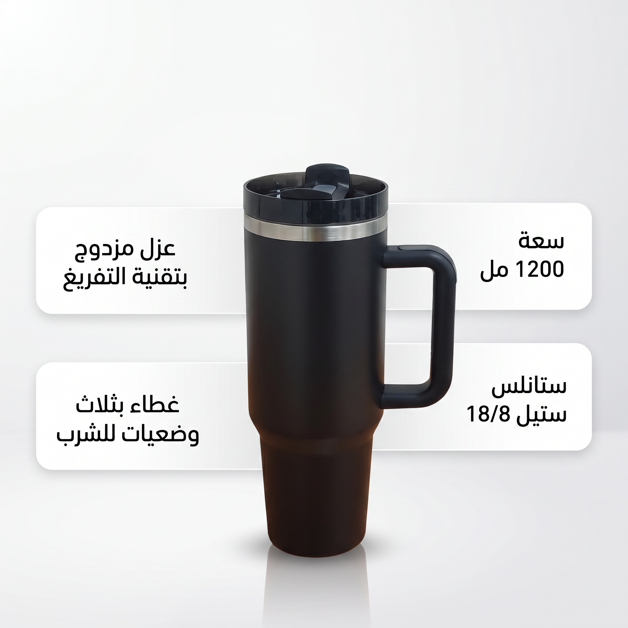 كوب حافظ السوائل الحارة والباردة طوال اليوم مع غطاء محكم