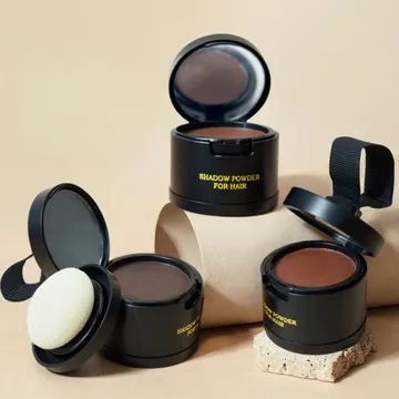 فرشاة فرد الشعر الحلقية مع بودرة لتكثيف وإخفاء فراغات الشعر للرجال والنساء