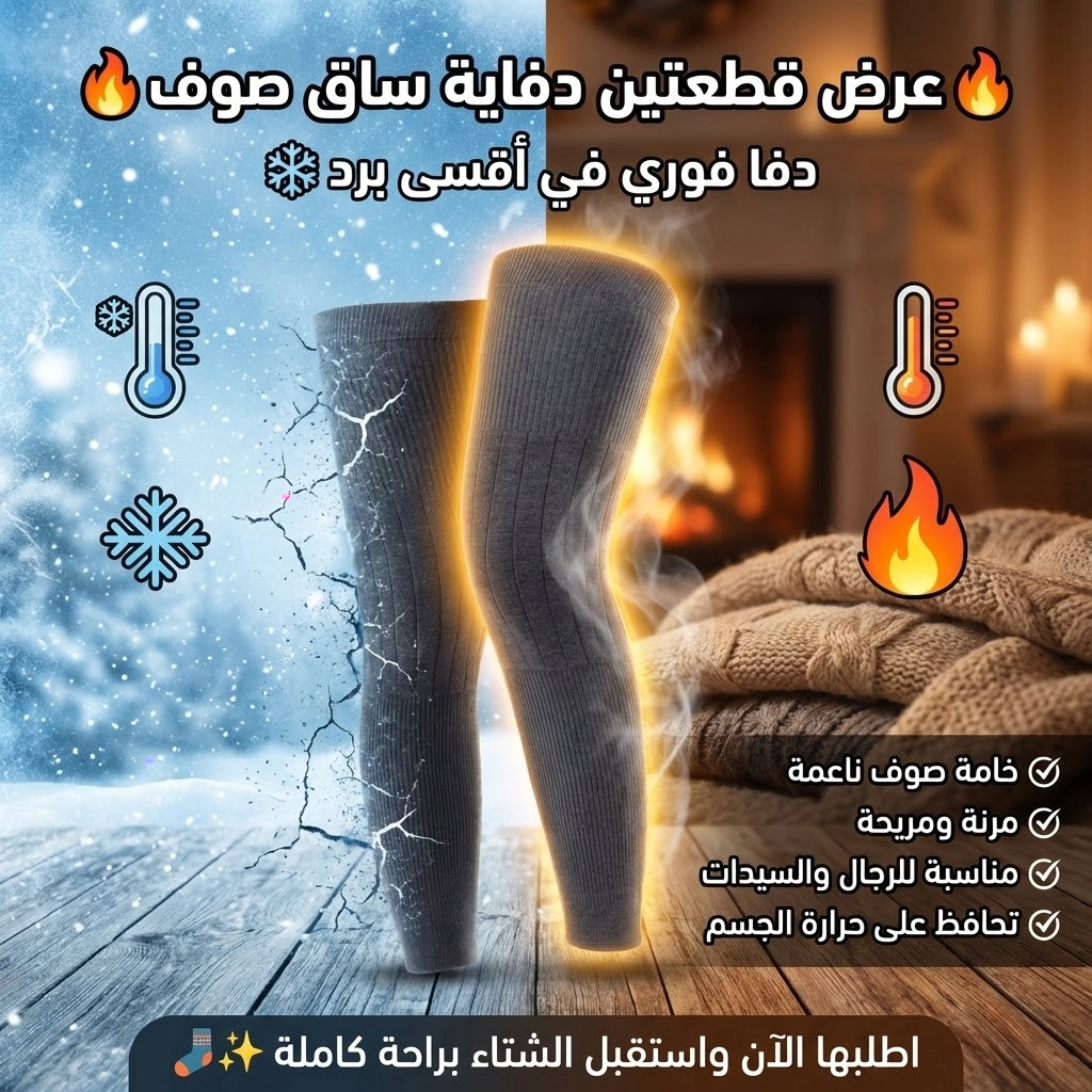   قطعتين دفايه ساق صوف