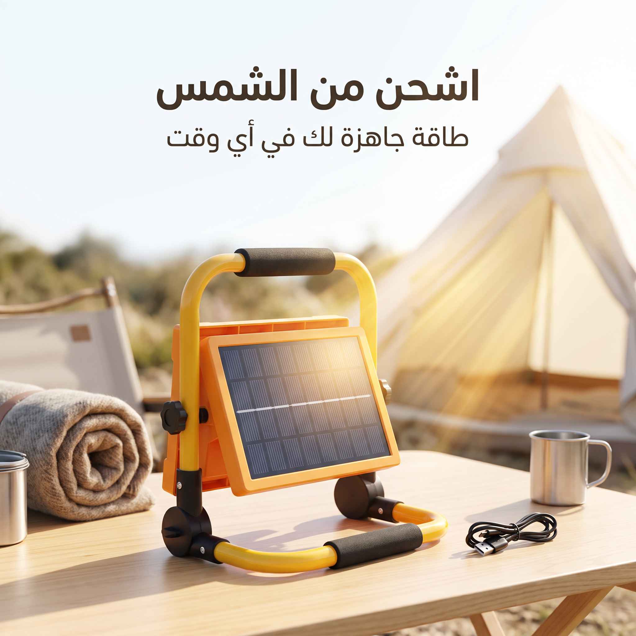  مصباح LED قابل لإعادة الشحن (6 أوضاع) يعمل بالطاقة الشمسية
