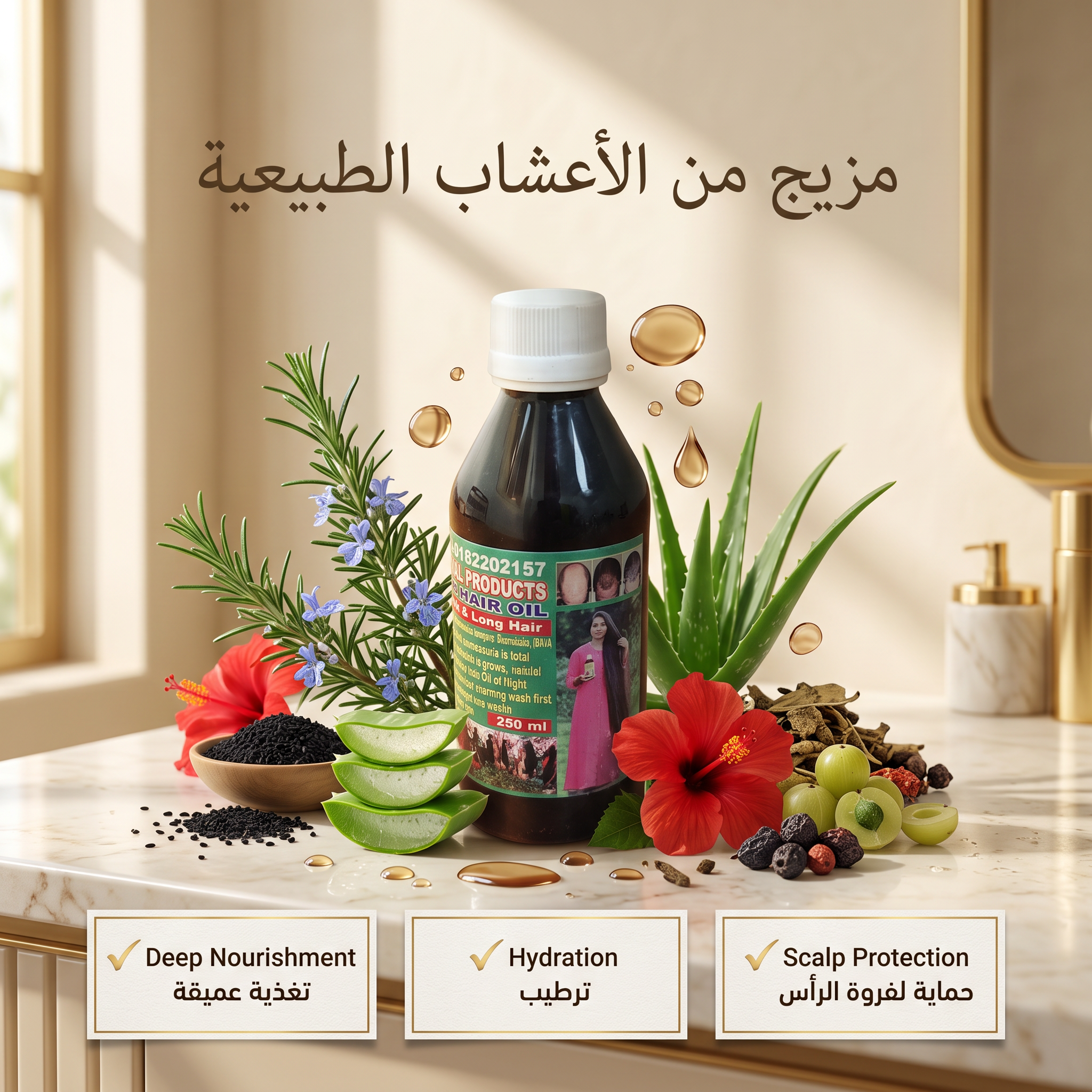 زيت الأعشاب الطبيعي لمنع تساقط الشعر وتعزيز نموه