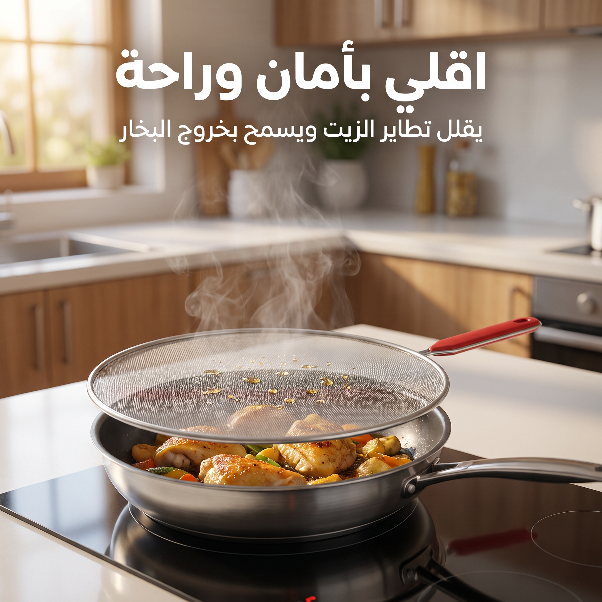 غطاء مانع لرذاذ الزيت ستانلس ستيل 13 إنش