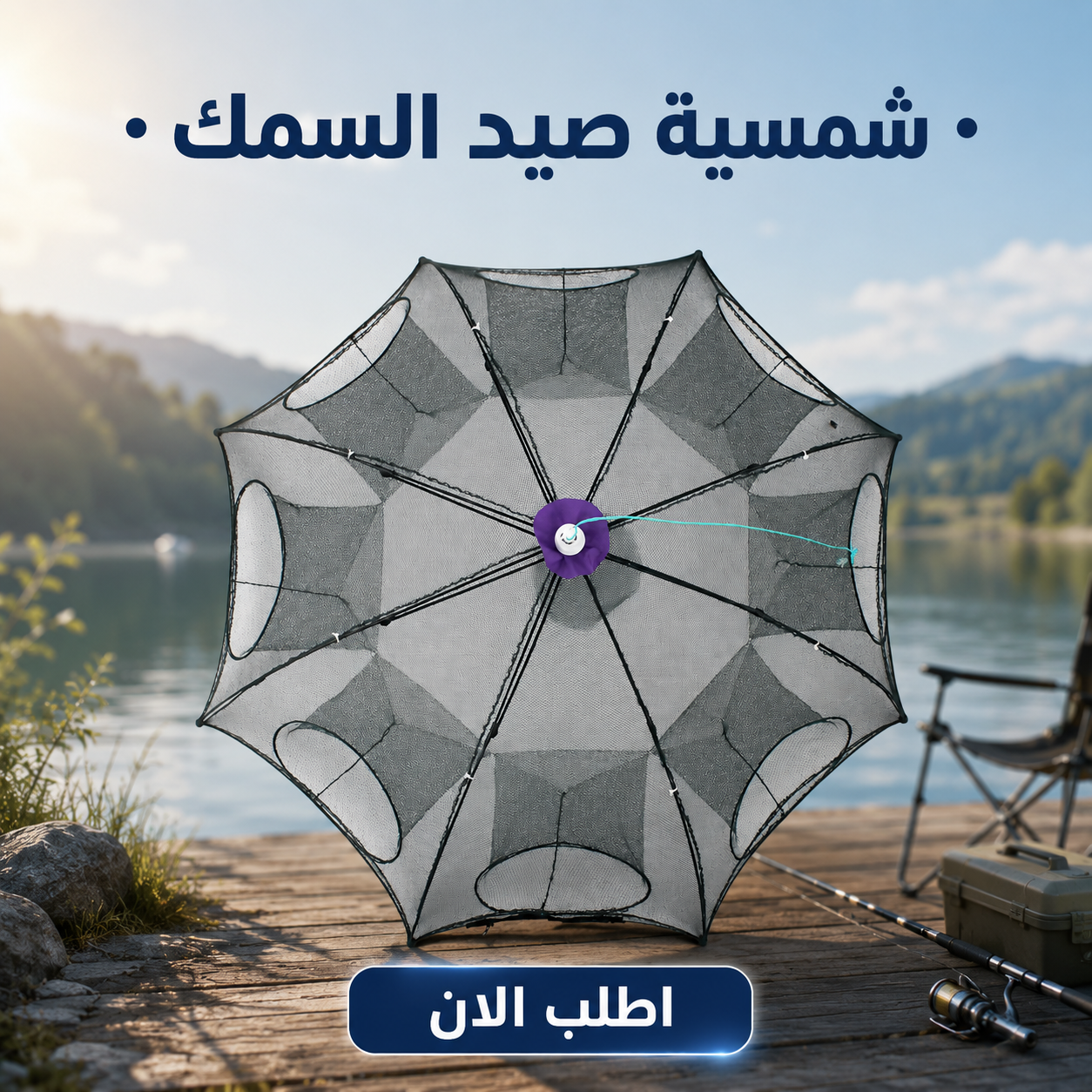 شبكة صيد سمك محمولة متعددة الأضلاع قابلة للطي (10 فتحات)