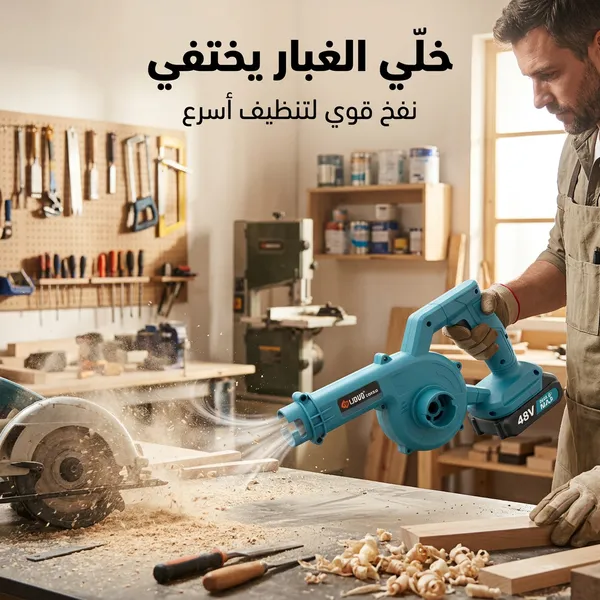 منفاخ هواء لاسلكي قوي LIDUO TOOLS 550 واط – 48 فولت للنفخ والشفط