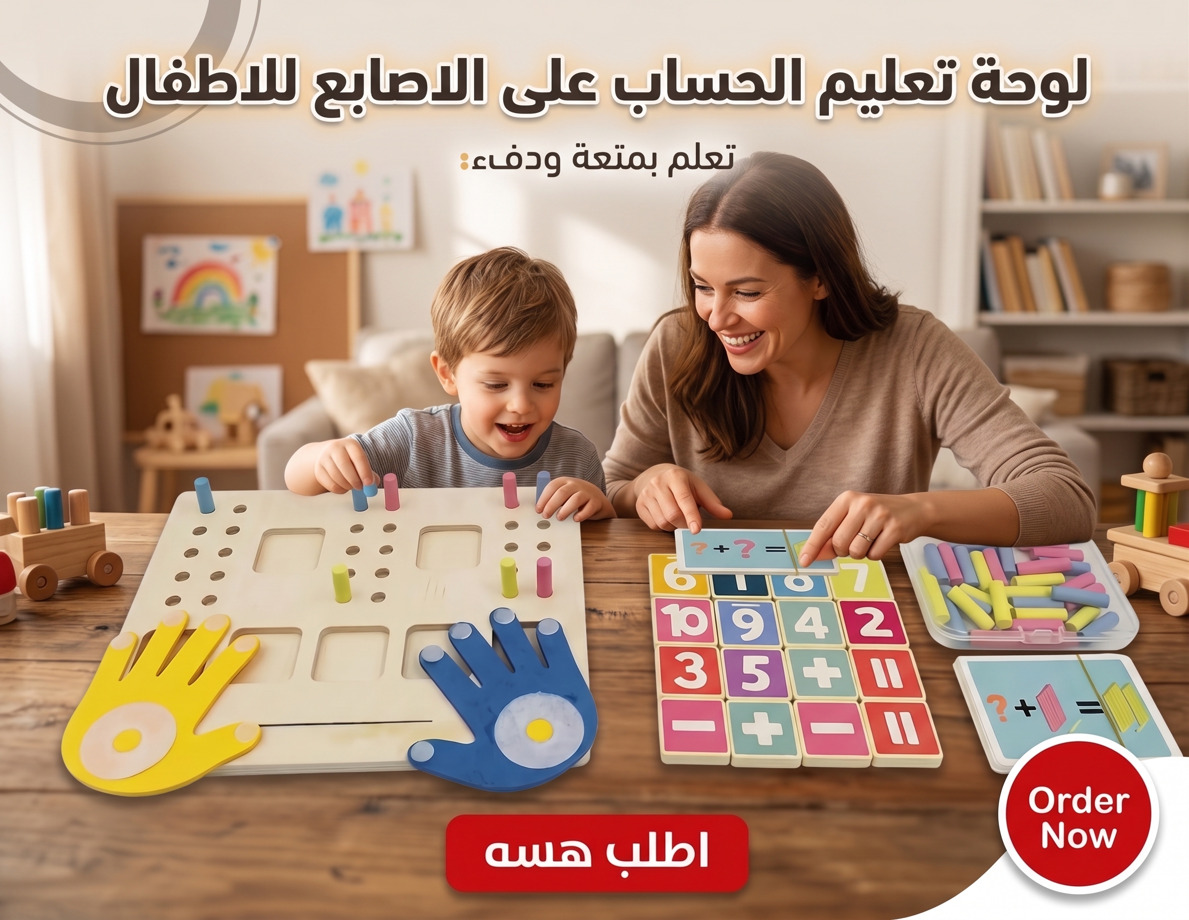 لوحة تعليم الحساب على الأصابع للأطفال