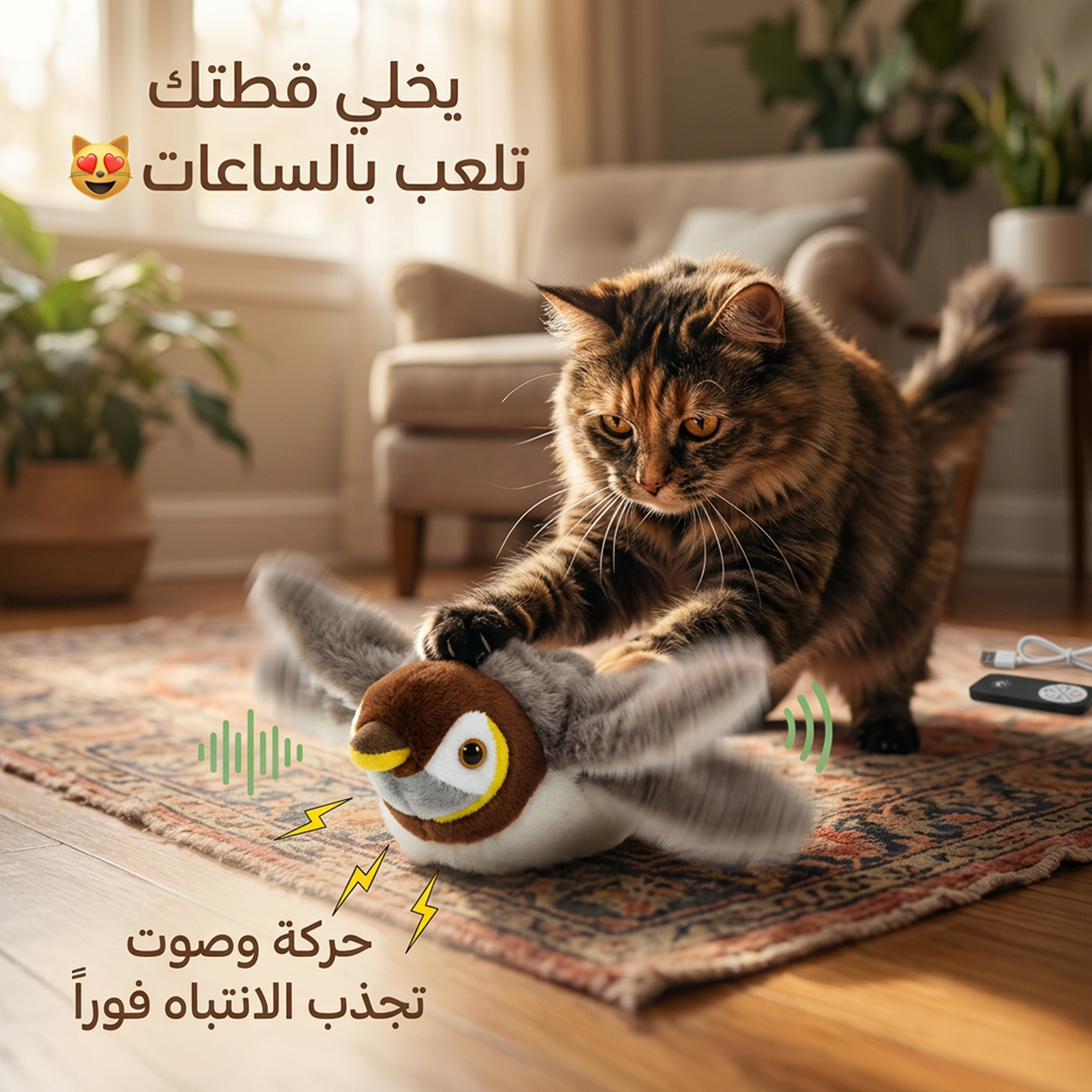 لعبة قطة تفاعلية قابلة لإعادة الشحن
