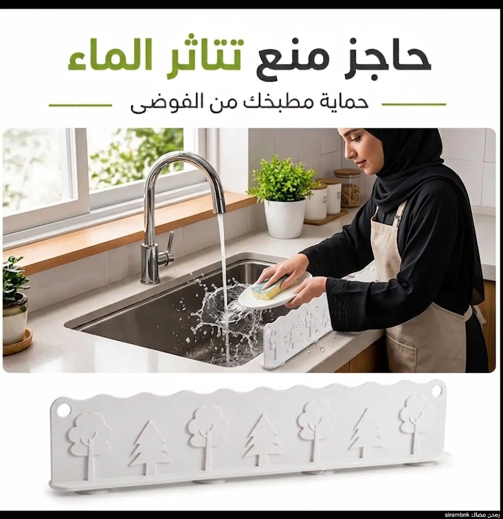 حاجز سيليكون مرن مانع لطرطشة وتناثر المياه حول المغسلة