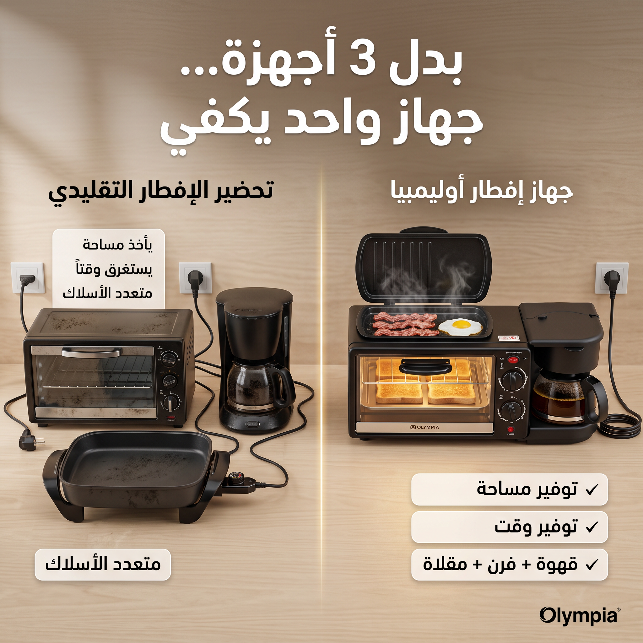 صانعة إفطار 4 في 1 - OLYMPIA OE-1411 ا 2200 واط