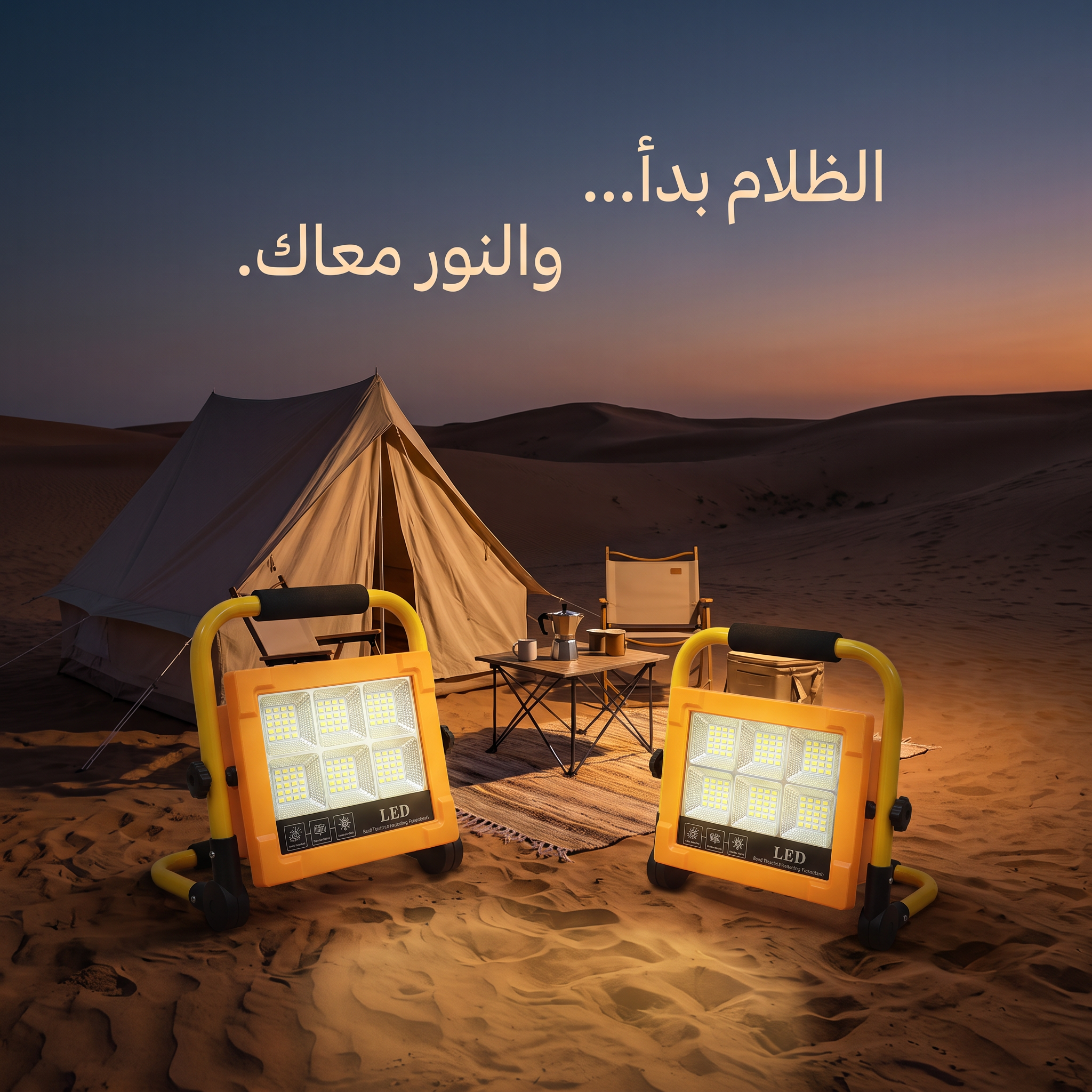 مصباح LED قابل لإعادة الشحن (6 أوضاع) يعمل بالطاقة الشمسية
