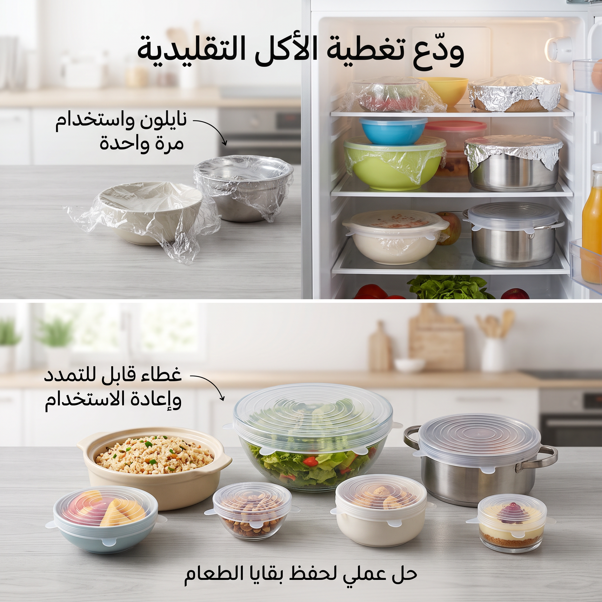 غطاء حفظ الطعام السليكون (6 قطع)