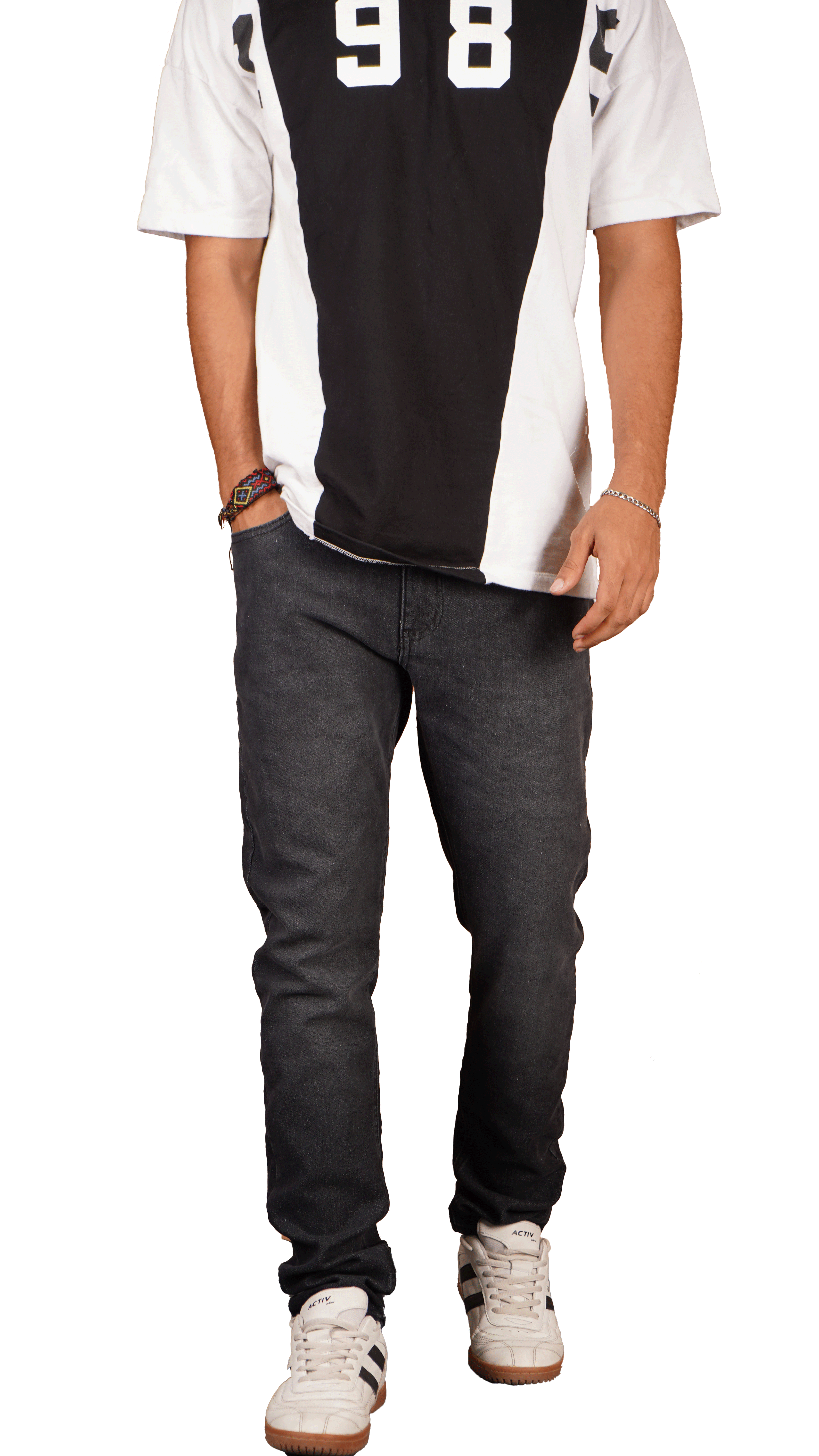 • "	عرض قطعتين بنطلون جينز ازرق   + بنطلون جينز اسود  " - 5