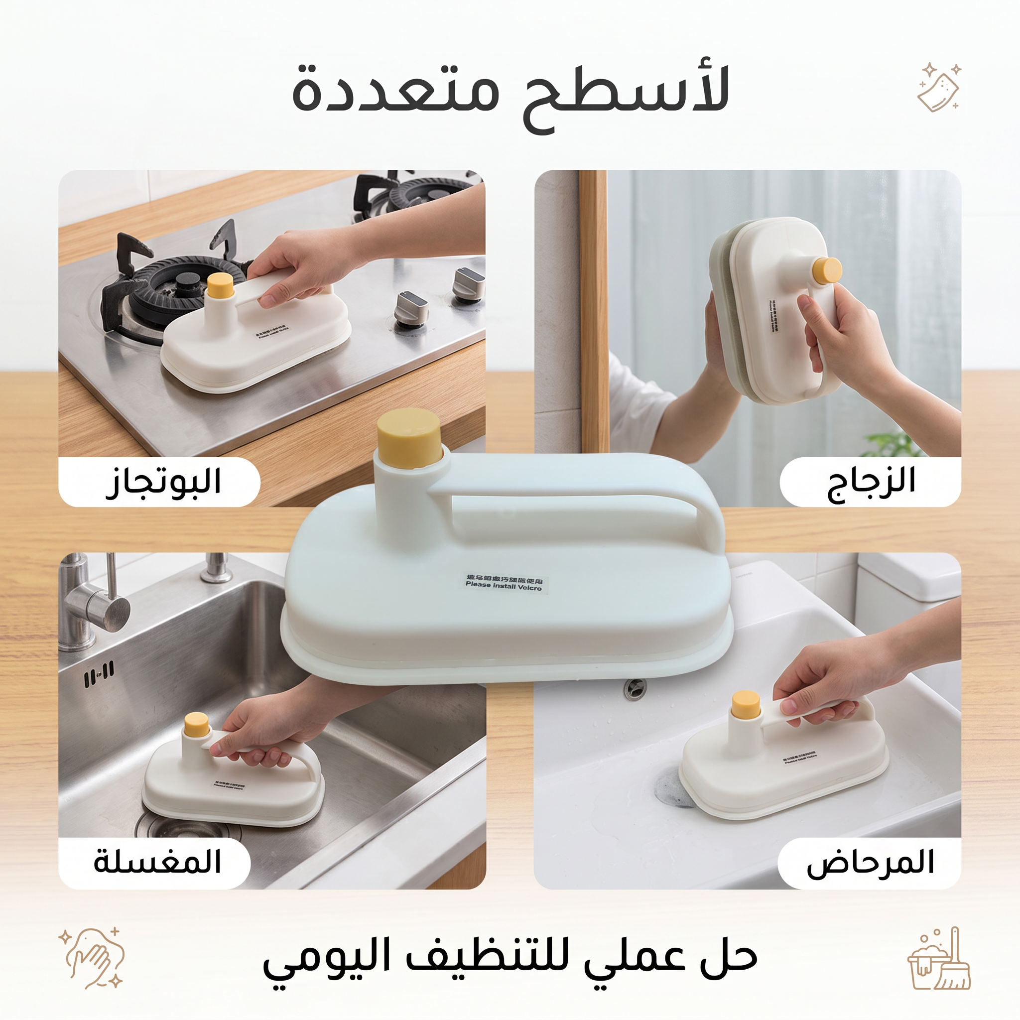 أداة تنظيف الجدران والرخام اليدوية بزر التخلص من القماش